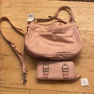 Light pink Coach purse and wallet set